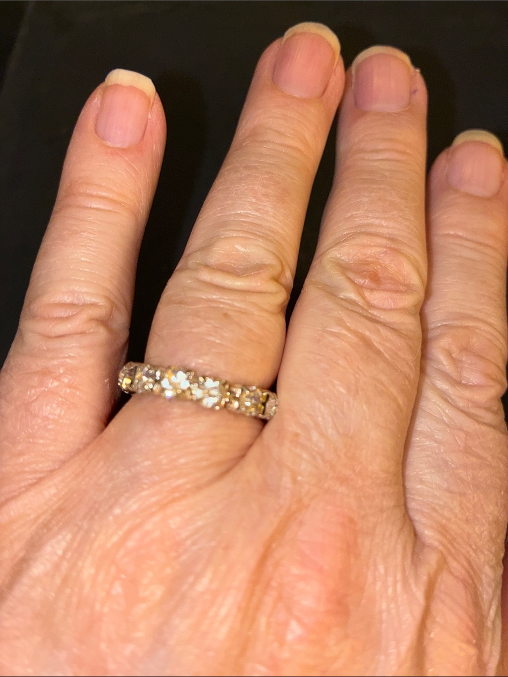 Gold Clear Crystal Band Stretch Ring in Gold Tone
